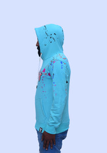 Light Turquoise Paint Splatter Hoodie