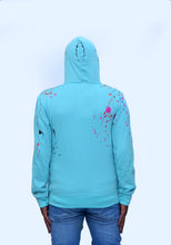 Load image into Gallery viewer, Light Turquoise Paint Splatter Hoodie
